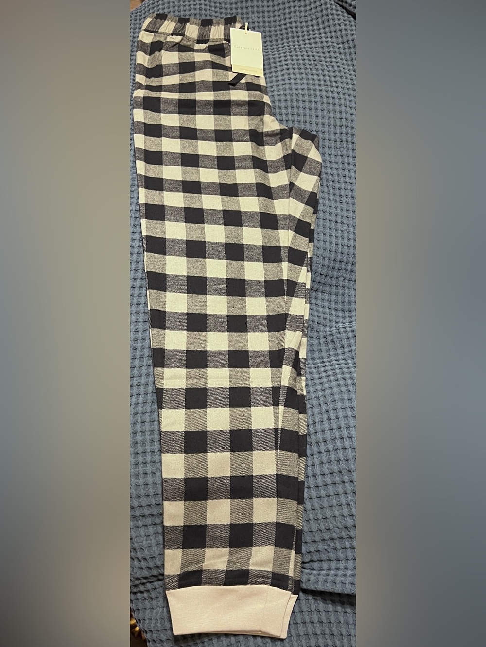 Garnet Hill Black and Cream Checkered Men’s Pajama Jogger Style Pant